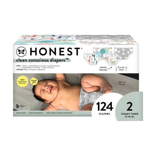The Honest Company Clean Conscious Disposable Diapers Pandas & Above It All - Size Newborn - 72ct