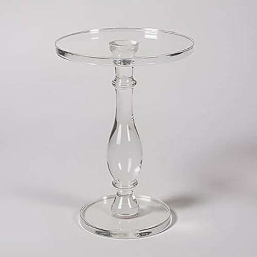 LIKENOW Acrylic End Table,Acrylic Side Table,Modern Nightstand with Clear Small Round Top and Solid Post for Living Room,Bedroom and Lobby 18.9x18.9x23.6High inches