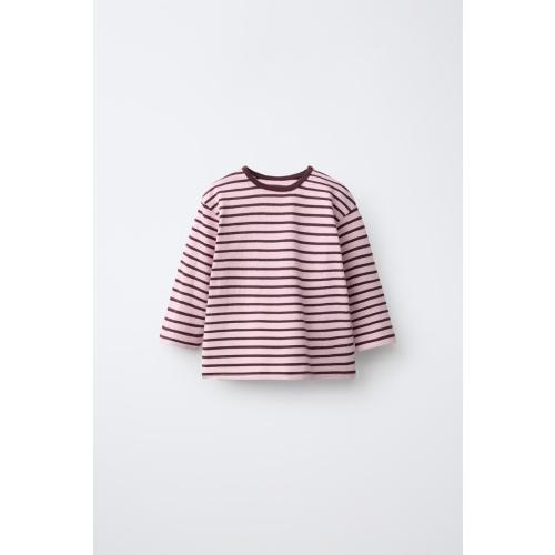 STRIPED LABEL T-SHIRT - Pink | ZARA United States