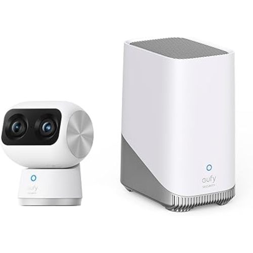 eufy Security Indoor Cam S350 with HomeBase 3, Dual Cameras, 4K UHD Resolution Security Camera with 8× Zoom and 360° PTZ, Human/Pet AI, Dual-Band Wi-Fi 6