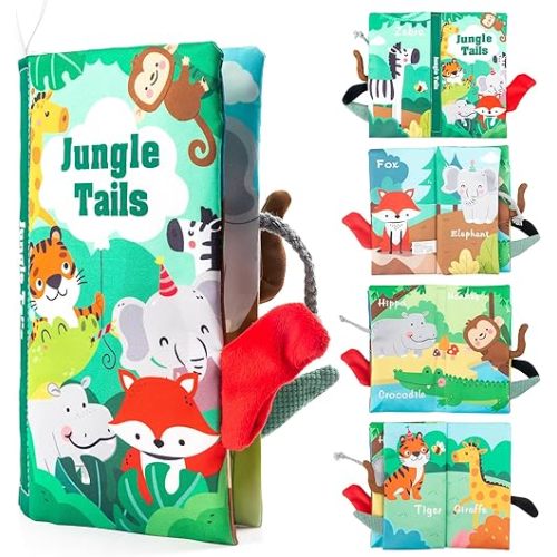 Baby Books Toys,Touch and Feel Crinkle Cloth Book for Infants – Early Learning, Stroller-Friendly! Perfect for Babies 0–18 Months (0,3,6,12,18), a Newborn Gift for Boys & Girls.