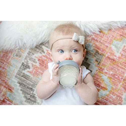 Mason Bottle - The Essential Gift Set: Glass Baby Bottles 4 and 8 Ounce, Silicone Sleeve, Slow-Flow Nipple (2 Pack), Non-Toxic, BPA and BPS Free, 100% Made in The USA (5 Items, Agave) - 5 Piece Set