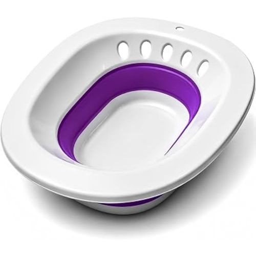 Pochik Sitz Bath for Toilet Seat, Sitz Baths for Hemorrhoids and Postpartum Care, Yoni Steam Seat, Collapsible Basin for Epsom Salt Soak, Sits Bath Kit for Women - Purple