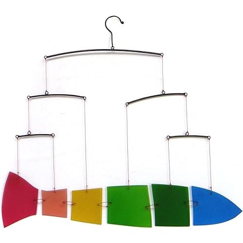 Glass Rainbow Fish Mobile Yard Art