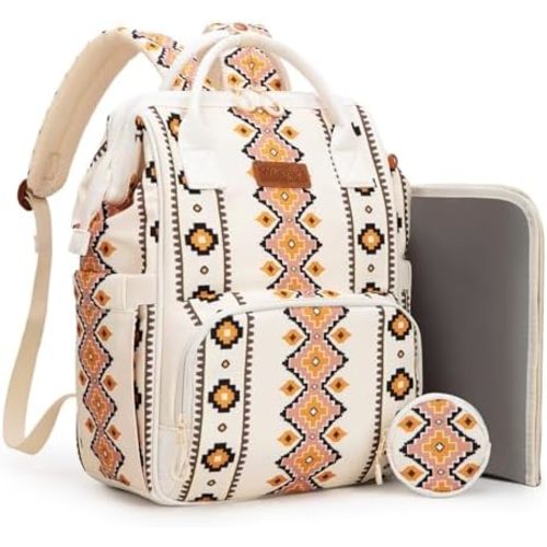 Montana West Wrangler Diaper Bag Backpack Aztec Travel Backpack Purses Western Multi-Function Baby Bags for Mom with Waterproof Insulated Pockets