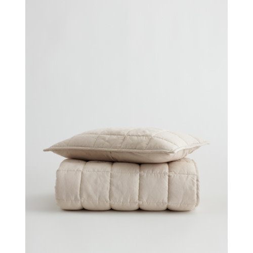 European Linen Toddler Quilt & Sham Set in Sand