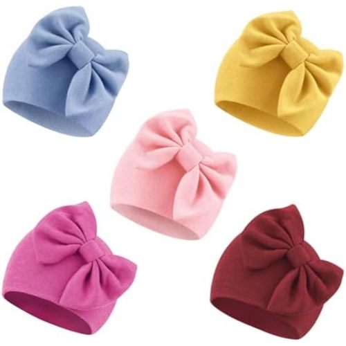 Newborn Baby Girl Hats with Bow Cotton Toddler Infant Beanie Cap Newborn Hospital Hats for Baby Girl Kid 0-24 Months