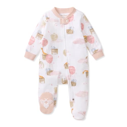 Burt's Bees Baby Girls' Organic Cotton, Sleep and Play Footed Pajamas | Easy zip front PJs feature a 2-way zipper to ensure newborns have a restful nights sleep