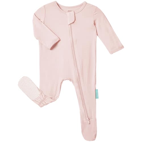 PurComfy Baby Zipper Footie Pajamas, Supersoft Bamboo Rayon Baby Footed Pjs Boy Girl 0-3-6-9-18-24 Month Coverall Sleepers