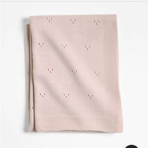 Pointelle Knit Mauve Rose Baby Stroller Blanket