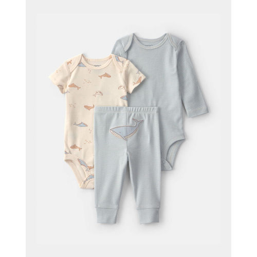 Baby 3-Piece Whale Bodysuit & Pant Set - Blue/Ivory | Carter’s Oshkosh Canada