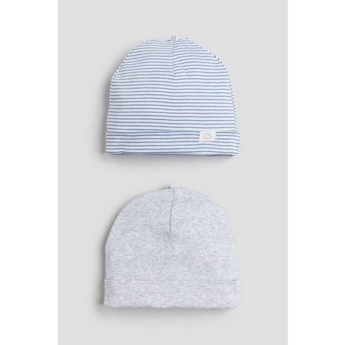 2-pack Cotton Hats, Light blue/striped