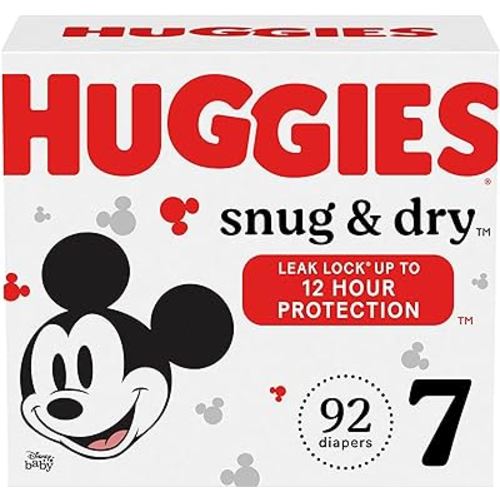 Huggies Size 7 Diapers, Snug & Dry Baby Diapers, Size 7 (41+ lbs), 92 Ct (2 Packs of 46), Packaging May Vary