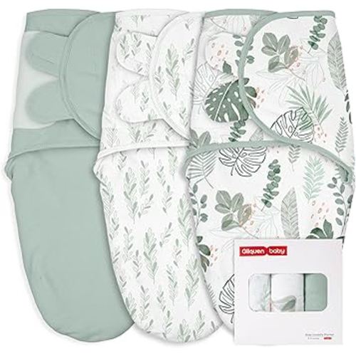 GLLQUEN BABY Girl Swaddles 0-3 Months - 3 Pack Baby Swaddles Sack for Newborn, Infant Sleep Sack, Easy Swaddling Wrap, The Summer of Monstera, Nursery Swaddle Blankets Essentials