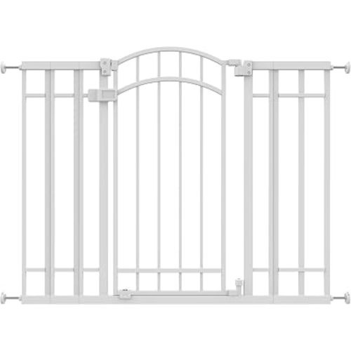 Ingenuity Decorative Extra Tall Baby Gate & Dog Gate, 28.5"-48" Wide, 36" Tall, Hardware or Pressure Mounted, Install on Top or Bottom of Stairs, Banister, or Doorway - White