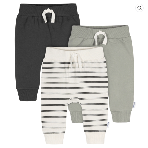 3-Pack Baby & Toddler Boys Stripe, Black, & Grey Jogger Pants