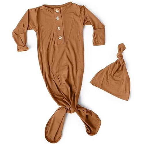 Newborn Knotted Baby Gown and Hat Set for Baby Boy or Baby Girl