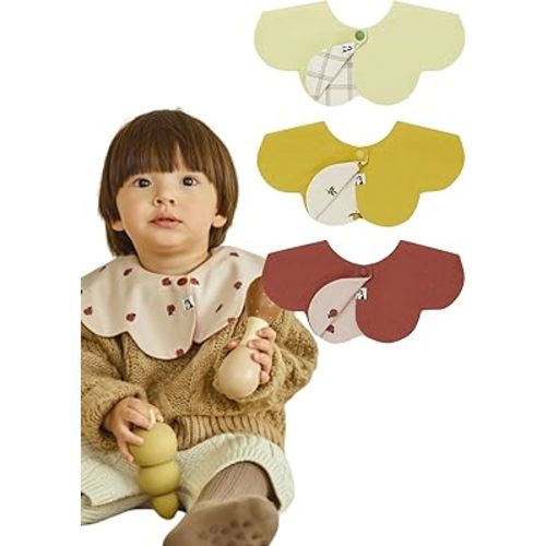 Konny Baby Bibs 3/5-Pack Set, 360 ​​° Rotate, Rolling and Reversible Soft Absorbent Drooling for Boys Girls baby Essentials