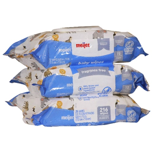 Meijer Baby Wipes Refill, Fragrance Free, 216 ct