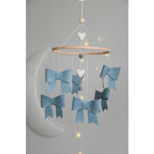 Blue bows baby boymobile, Bows baby mobile, Bows crib mobile, Bows nursery mobile baby shower gift for baby announcement