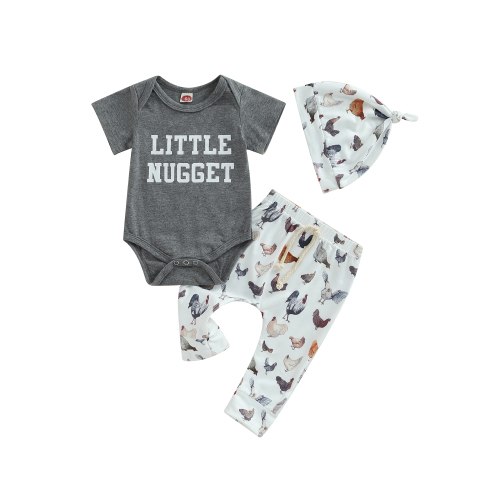 Newborn Infant Baby Boy Cotton Tops Romper Pants Legging Hat Outfits Clothes Set