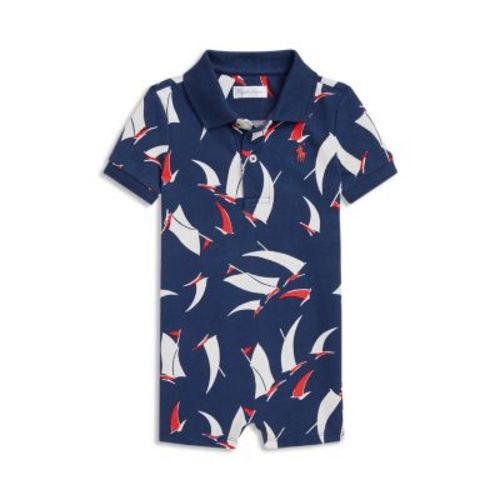 Boys' Sailboat Print Cotton Mesh Polo Shortall - Baby