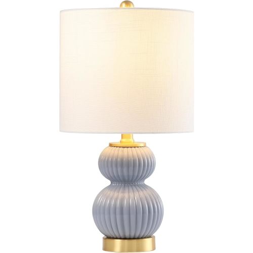 JONATHAN Y Daphne Ribbed Gourd Metal/Glass Table Lamp 20", Gray