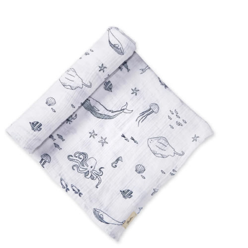 Life Aquatic Organic Cotton Muslin Swaddle