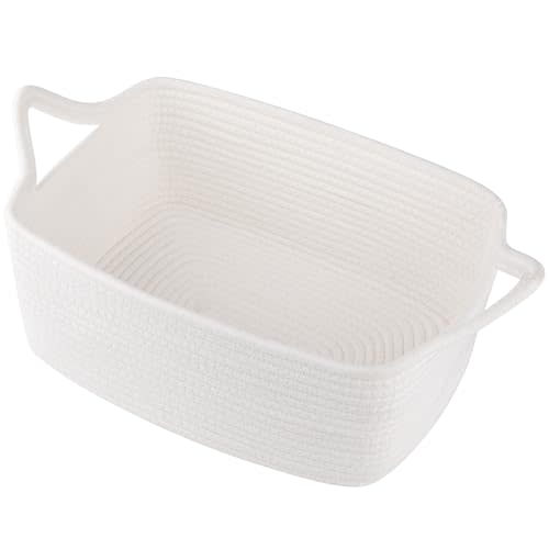 OIAHOMY Woven Basket, Gift Basket Empty with Gift Bags and Ribbons, Rope Baskets for Baby Showers, Storage Baskets with Handles for Nursery, Pet Toy Organizer - White