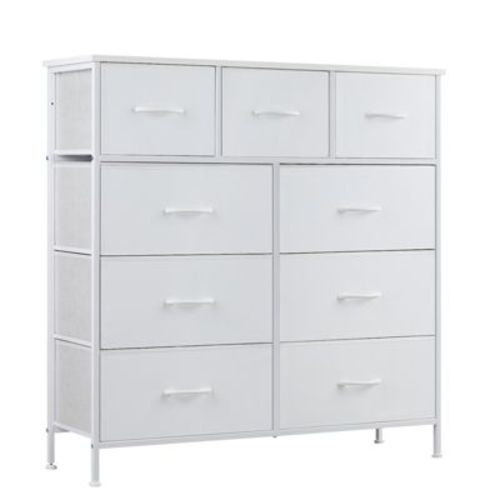 Bestier Dresser for Bedroom with 9 Drawers, Dresser for Closet, Living Room, Nursery, Chest of Drawers with Sturdy Steel Frame, Wood Top
