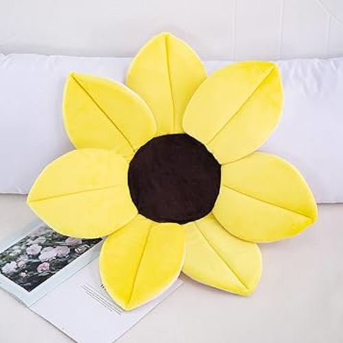 70cm Sunflower Baby Bath Head Support Original Baby Bath Seat Soft Plush Sponge for Shower Room Baby Blooming Bath Mat Flower Bathtub Newborn Foldable Four Petal Flower Shower Cushion