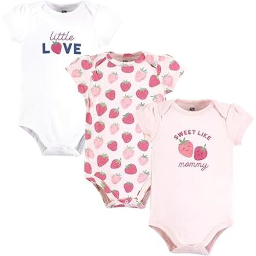 Hudson Baby Infant Girl Cotton Bodysuits, Strawberry Love, 6-9 Months