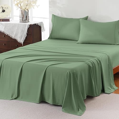 ChicView Twin Sheet Set,3 Pieces Hotel Luxury Breathable Soft Microfiber Bedsheets, Anti Pilling Deep Pockets Easy Care Bed Sheets, Sage Green
