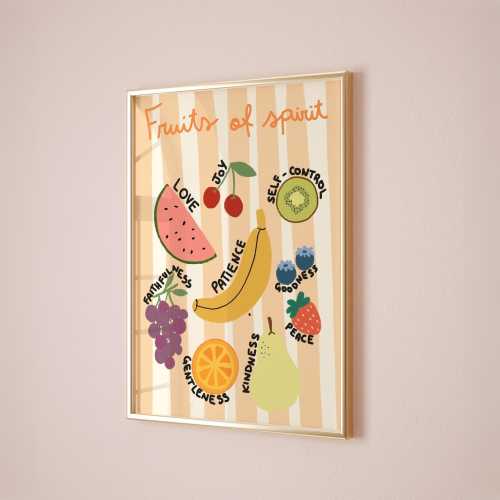 Fruits of the Spirit Print, Christian Wall Art, Teen Room Faith Decor