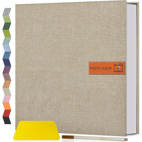 Popotop Large Photo Album Self Adhesive 4x6 5x7 8x10 Scrapbook Album DIY Picture Book,Gifts for Mom,Family Baby and Wedding,with Metal Pen and Plastic Board