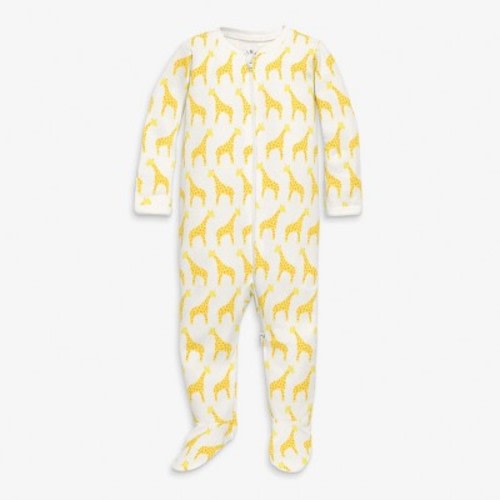 Primary Baby Organic Zip Footie in Banana Giraffes Size 3-6 Months