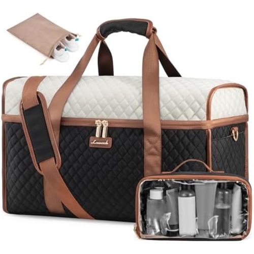 LOVEVOOK Travel Duffle Bag, Weekender Bags For Women, Carry On Duffel Bags For Airplanes, Overnight Bag With Toiletry Bag, Hospital Bag for Labor and Delivery, Yoga Gym Bag with Wet Pocket, 3Pcs Set