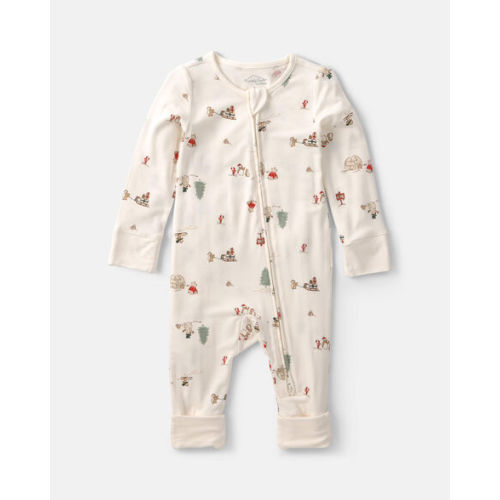 Baby North Pole PurelySoft™ 2-Way Zip Sleep & Play Pajamas - Cream | Carter's