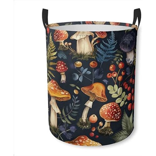 Laundry Basket Botanical Mushrooms Collapsible Laundry Hamper with Handles Clothes Storage Bin for Household Bedroom Bathroom College Dorms