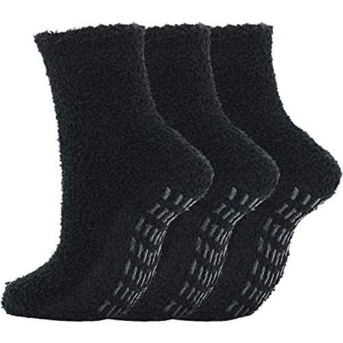 UTTPLL Fuzzy Socks With Grips Women Non Slip Hospital Socks Winter Fluffy Socks Warm Cozy Thick Plush Slipper Socks