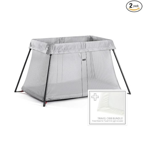 BabyBjörn Travel Crib Light - Silver + Fitted Sheet Bundle Pack: 34% off