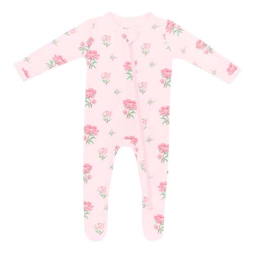 Zippered Footie in Sakura Peony