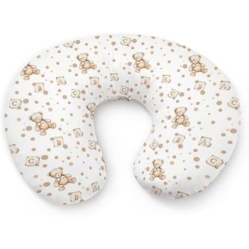 Cute Bears Pattern Nursing Pillow Cover, Unisex Forest Animal Removable Breastfeeding Pillowcase Slipcover for Baby Girls Boys Newborns Toddlers, Cover Only