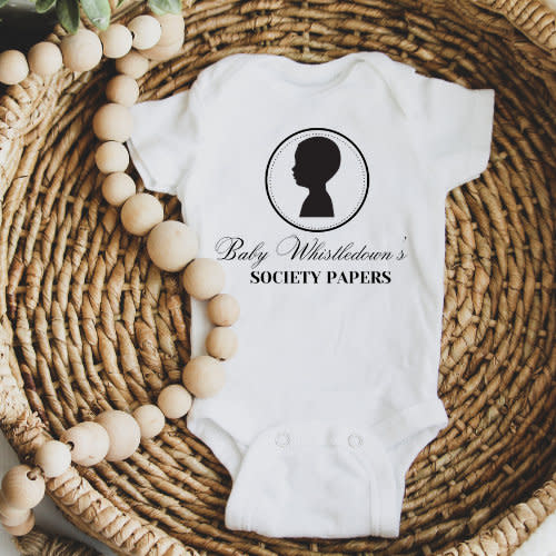 Lady Whistledown&#39;s Society Papers Onesie® – Baby Whistledown, Bridgerton Baby Gift, Funny Baby Gift, Bridgerton Fan Gift, Baby Shower Gift