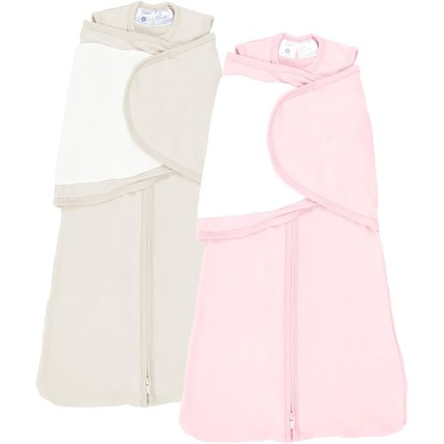 2-Pack 0.5 TOG Newborn Sleep Sack, All-in-One Swaddle Wrap with Silent Velcro for Infants (0–3 Months)