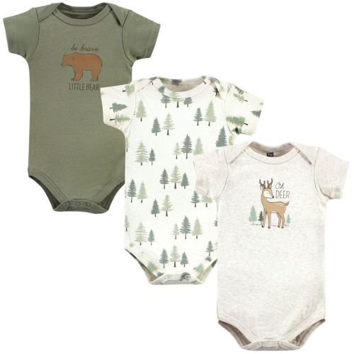Hudson Baby Unisex Baby Cotton Bodysuits, Forest Deer 3-Pack