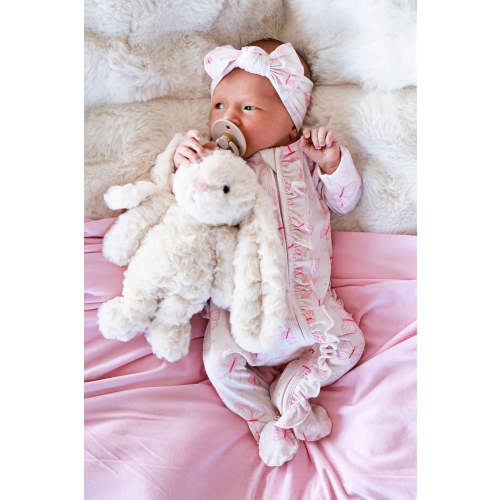 Ruffle Zipper Footie in Blooming Butterflies | Caden Lane