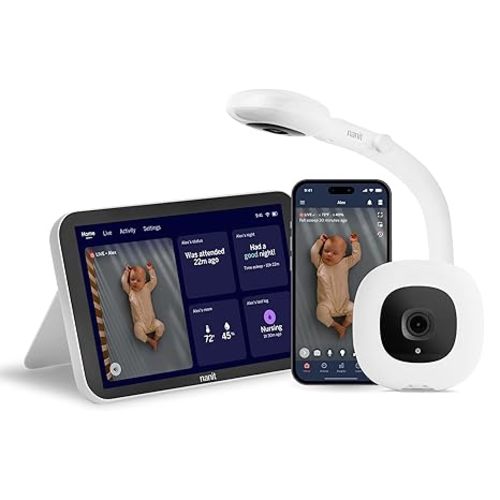 Nanit Smart Baby Monitor System with Floor Stand & 8" Display Screen - Crystal-Clear Video, Real-Time Notifications, Sleep Insights - Baby Must Have for Parents