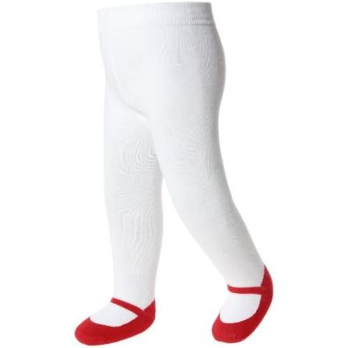 Baby & Toddler Girl Tights – Mary Jane Shoe Look – Non-Slip – Cotton Blend
