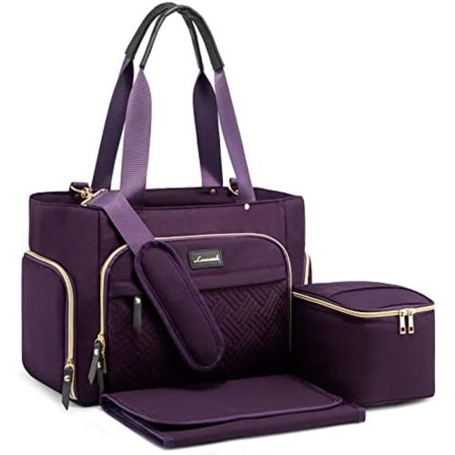 LOVEVOOK Breast Pump Bag, Diaper Bag Tote 3Pcs Set, Work Bag for Breastfeeding Mom with 15" Laptop Pocket, Cooler Bag & Changing Pad Fit Most Breast Pumps Like Spectra S1/S2, Medela, Rainyb, Elvie